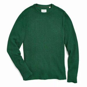 Billy Reid Waffle Crew Cotton Cashmere Emerald Green sz Medium men's Rare